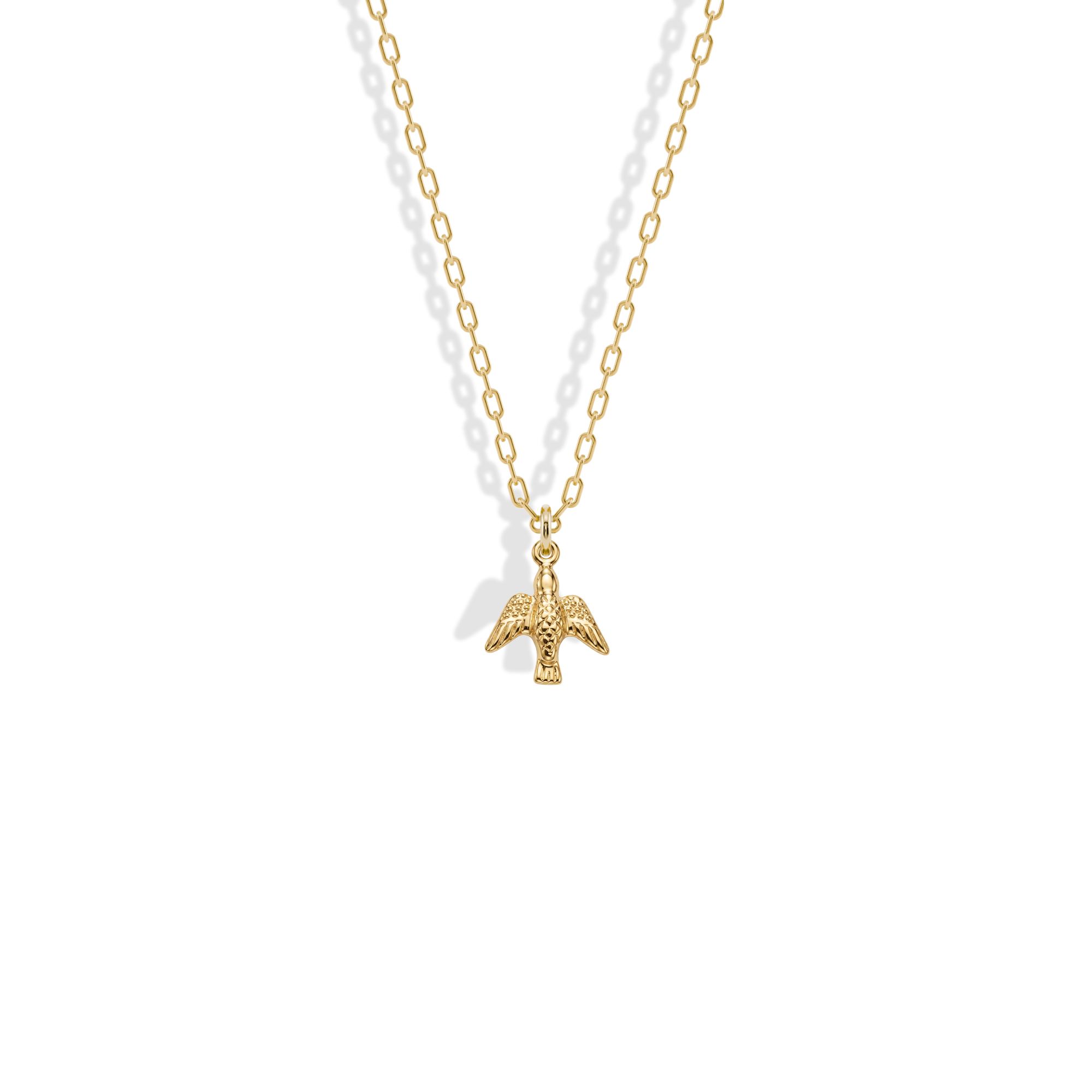 Dove Bird Pendant Necklace 14K Gold, a meaningful dove necklace and delicate bird jewelry piece symbolizing peace, love, and hope.