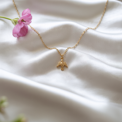 Dove Bird Pendant Necklace 14K Gold