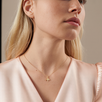 Dove Bird Pendant Necklace 14K Gold
