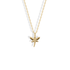 Seen from above, engraved wing veins and a segmented tail form the 14K yellow gold Dragonfly Pendant Necklace