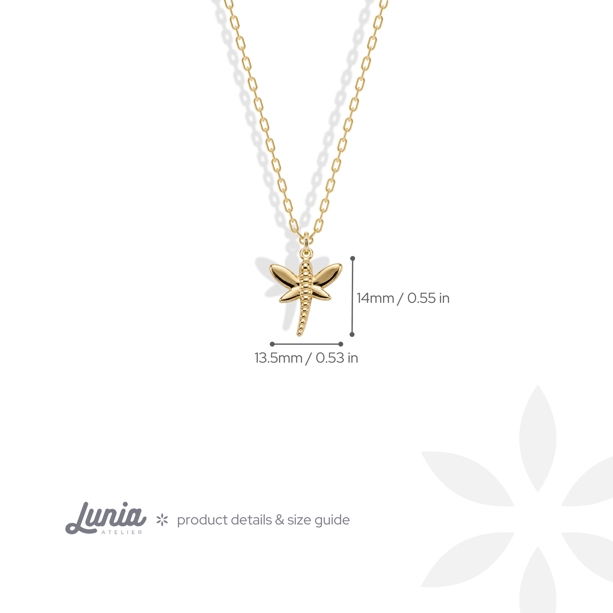 Dragonfly measures 13.5 mm from wingtip to wingtip and 14 mm head to tail