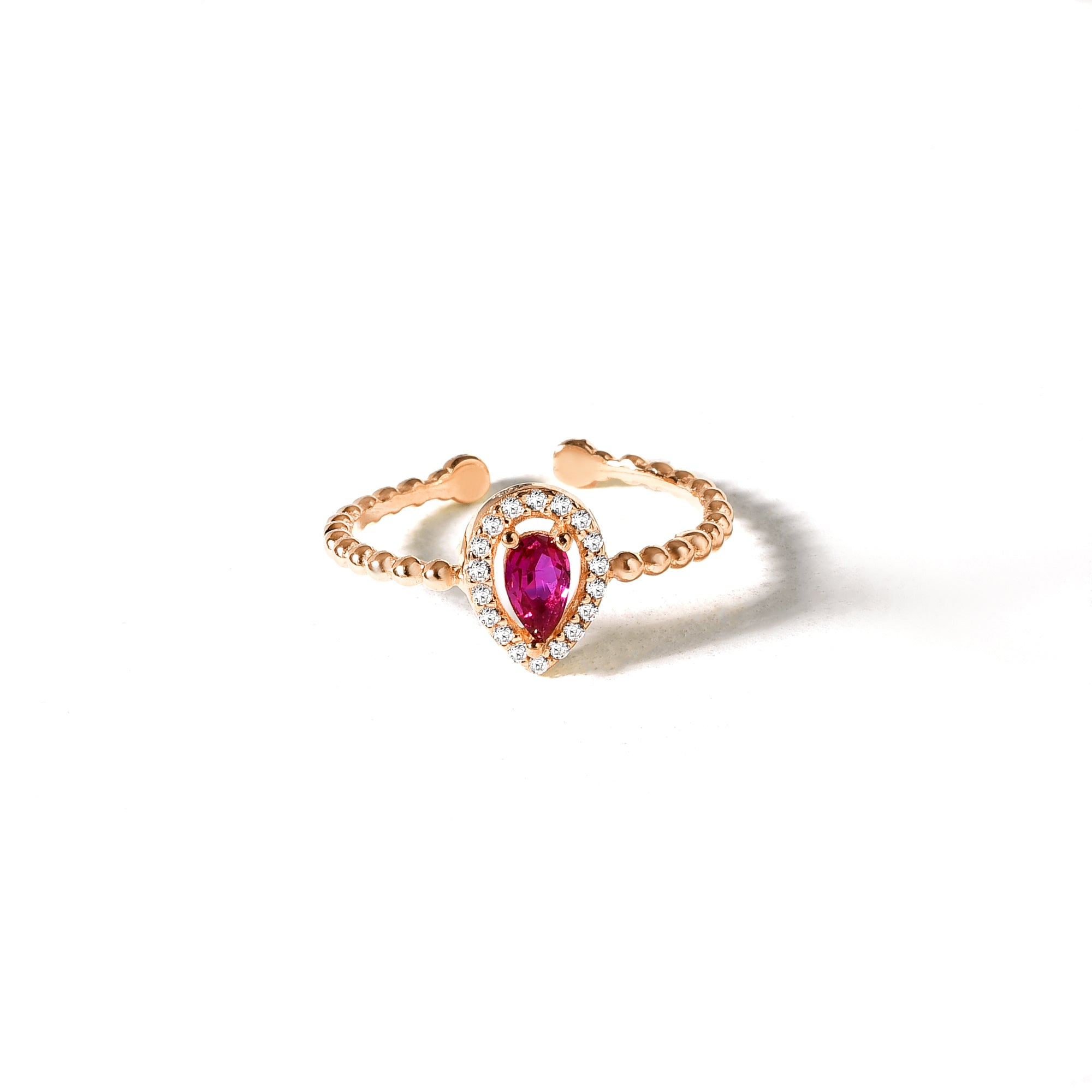 Drop Pink Diamond Open Ring 14K Gold