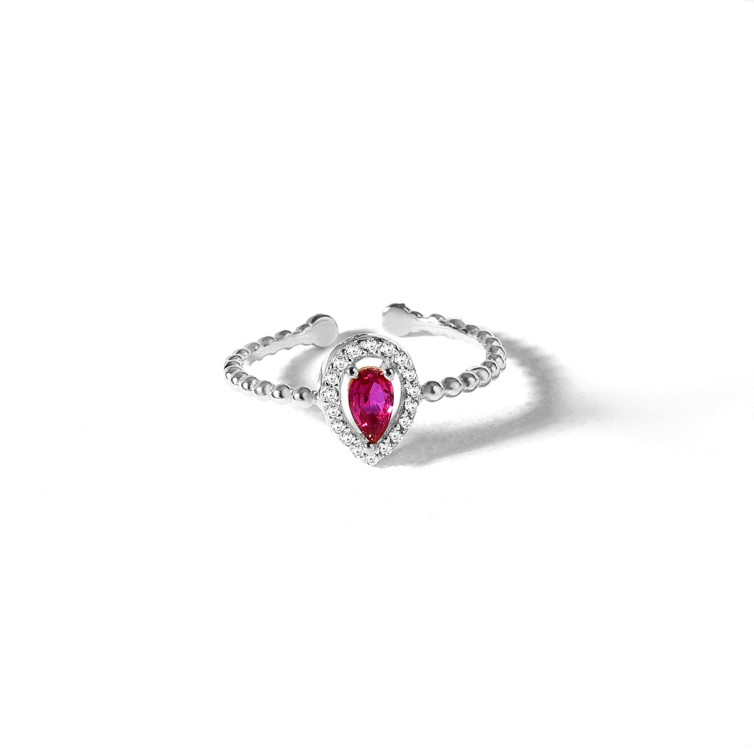 Drop Pink Diamond Open Ring 14K Gold