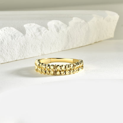 Dual Beaded Ring 14K Gold