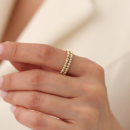 Dual Beaded Ring 14K Gold