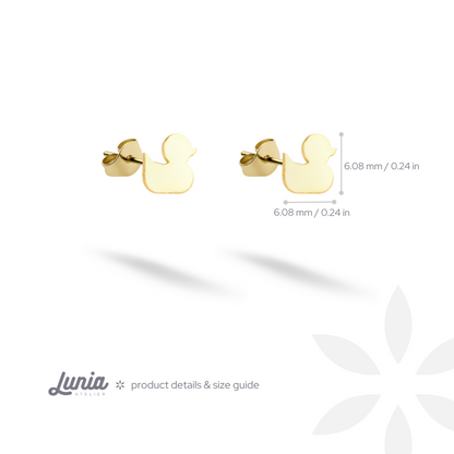 Duck Earrings 14K Gold