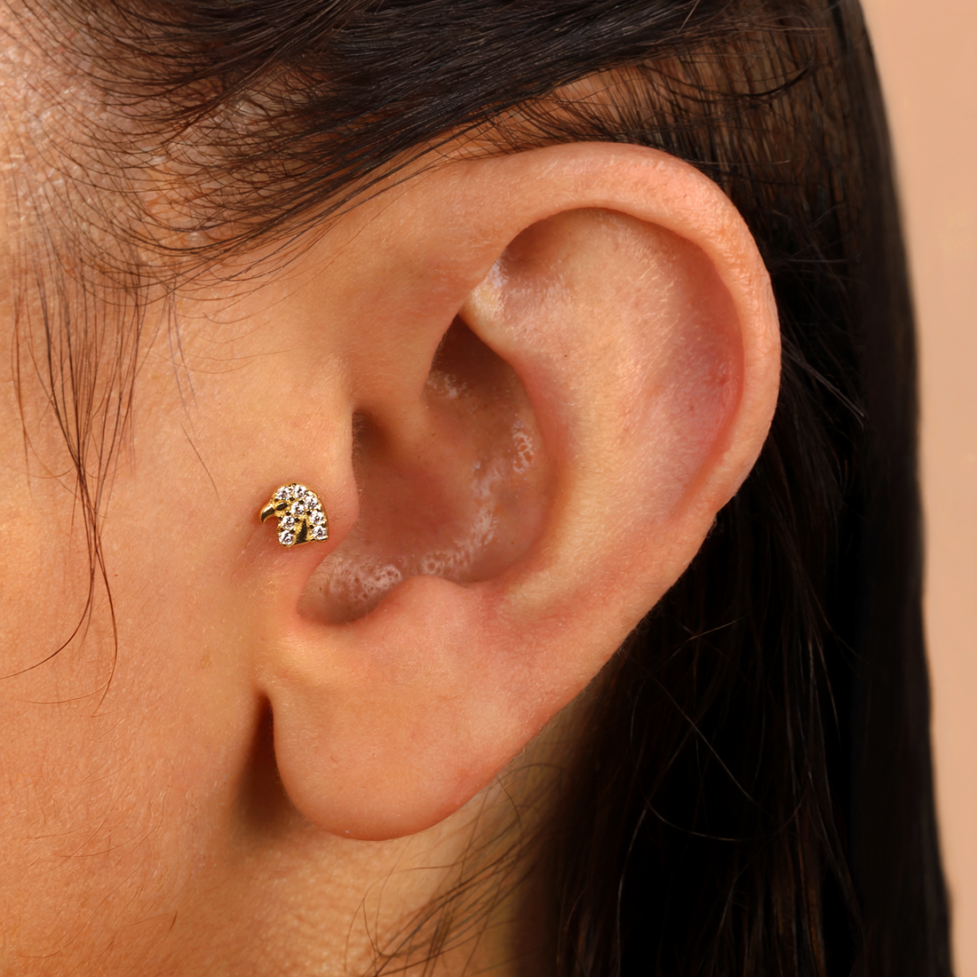 Eagle Flatback Ear Piercing 14K Gold with CZ Stone