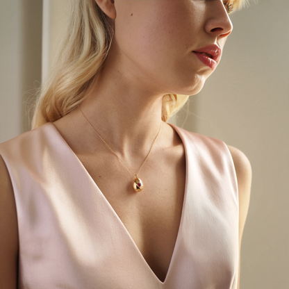 Easter Egg Heart Stone Birthstone Custom Necklace 14K Gold / Silver