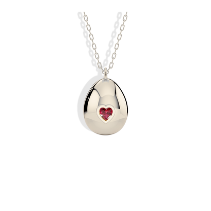 Easter Egg Heart Stone Birthstone Custom Necklace 14K Gold / Silver