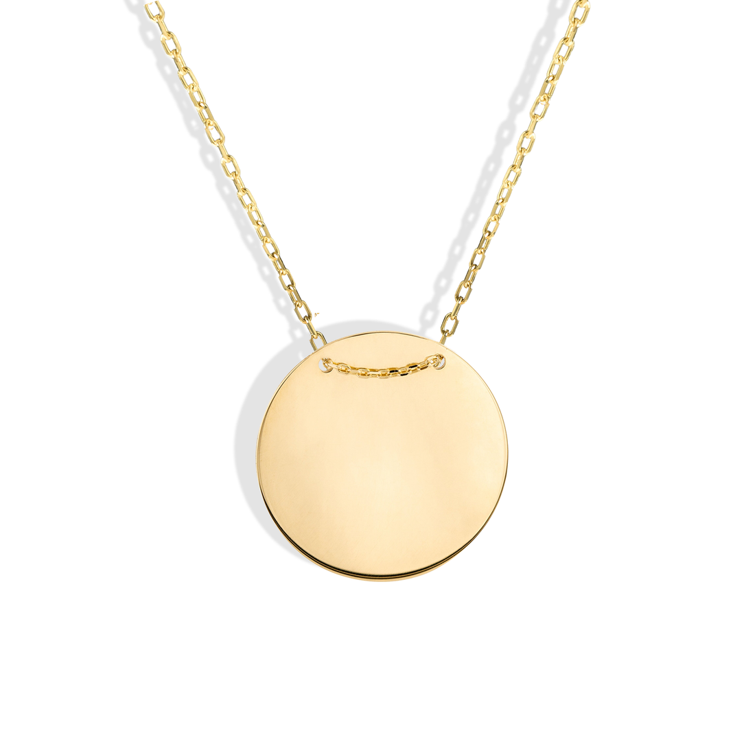 Elegant Disc Round Necklace 14K Gold
