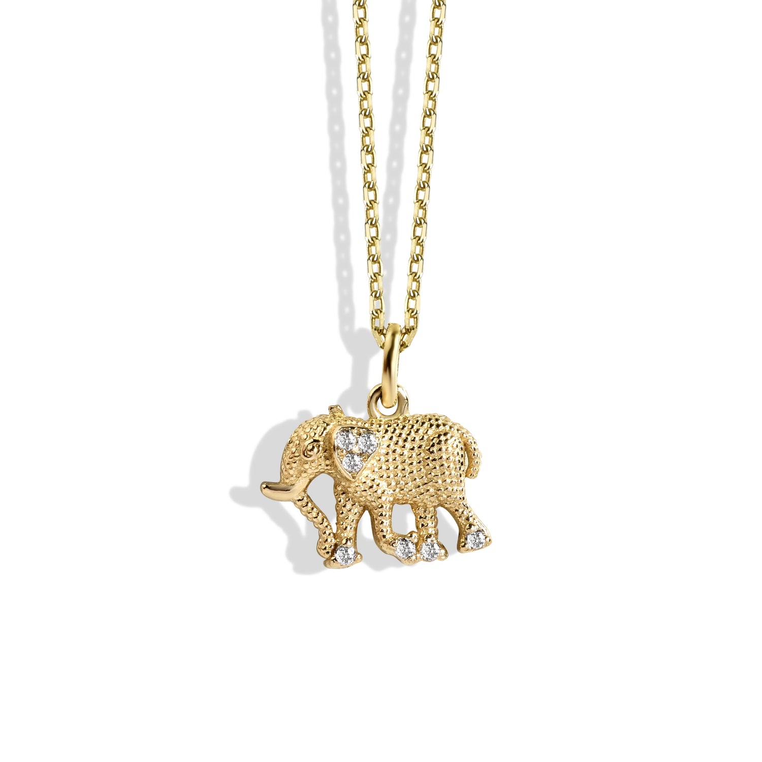 Elephant of Abundance Diamond Necklace 14K Gold