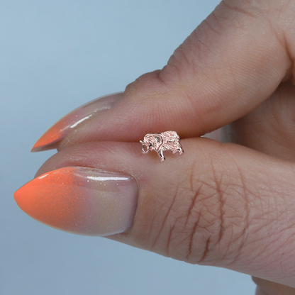 Elephant of Abundance Flatback Ear Piercing 14K Gold