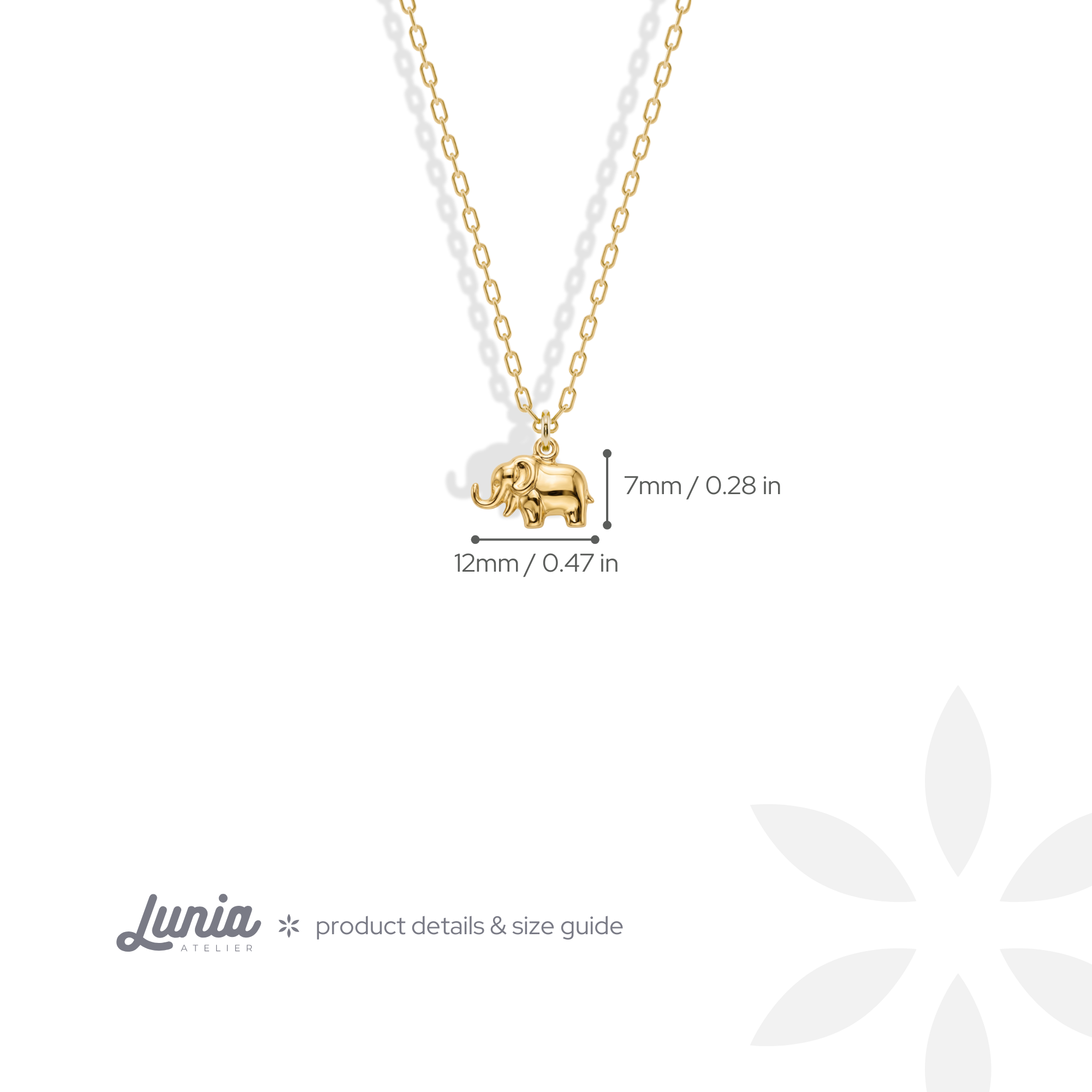 Elephant Pendant Necklace 14K Gold