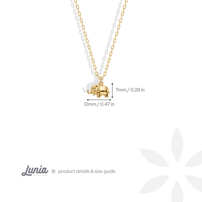 Elephant Pendant Necklace 14K Gold