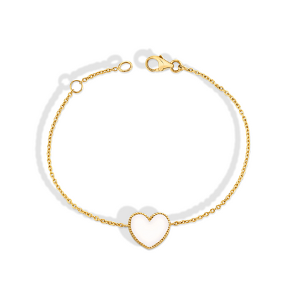 Enamel Heart Bracelet 14K Gold