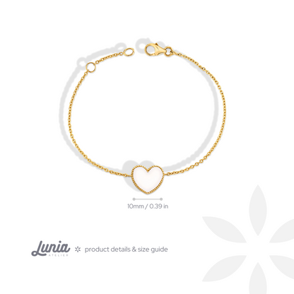 Enamel Heart Bracelet 14K Gold