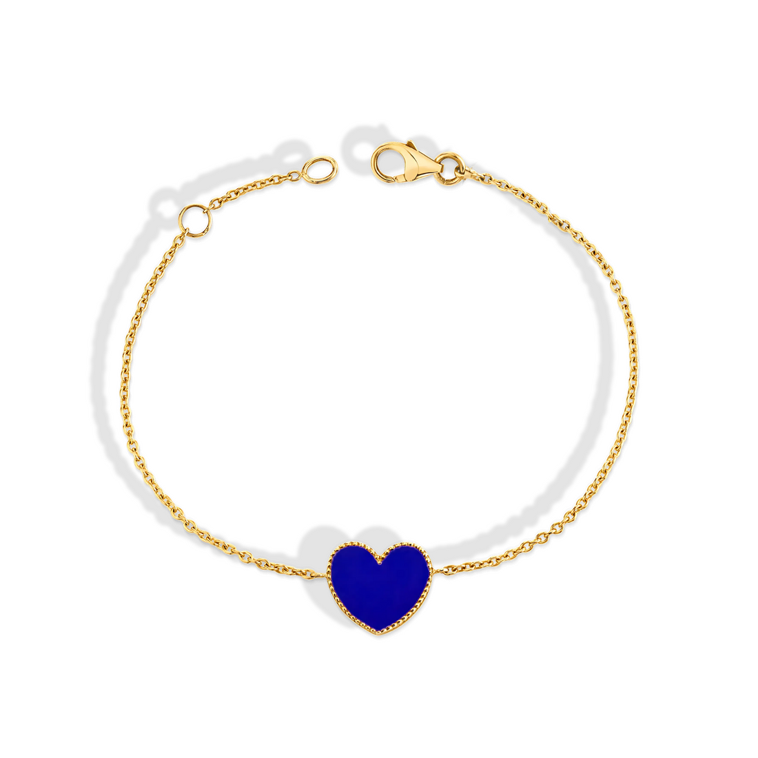 Gold Enamel Heart Charm Bracelet – 14K
