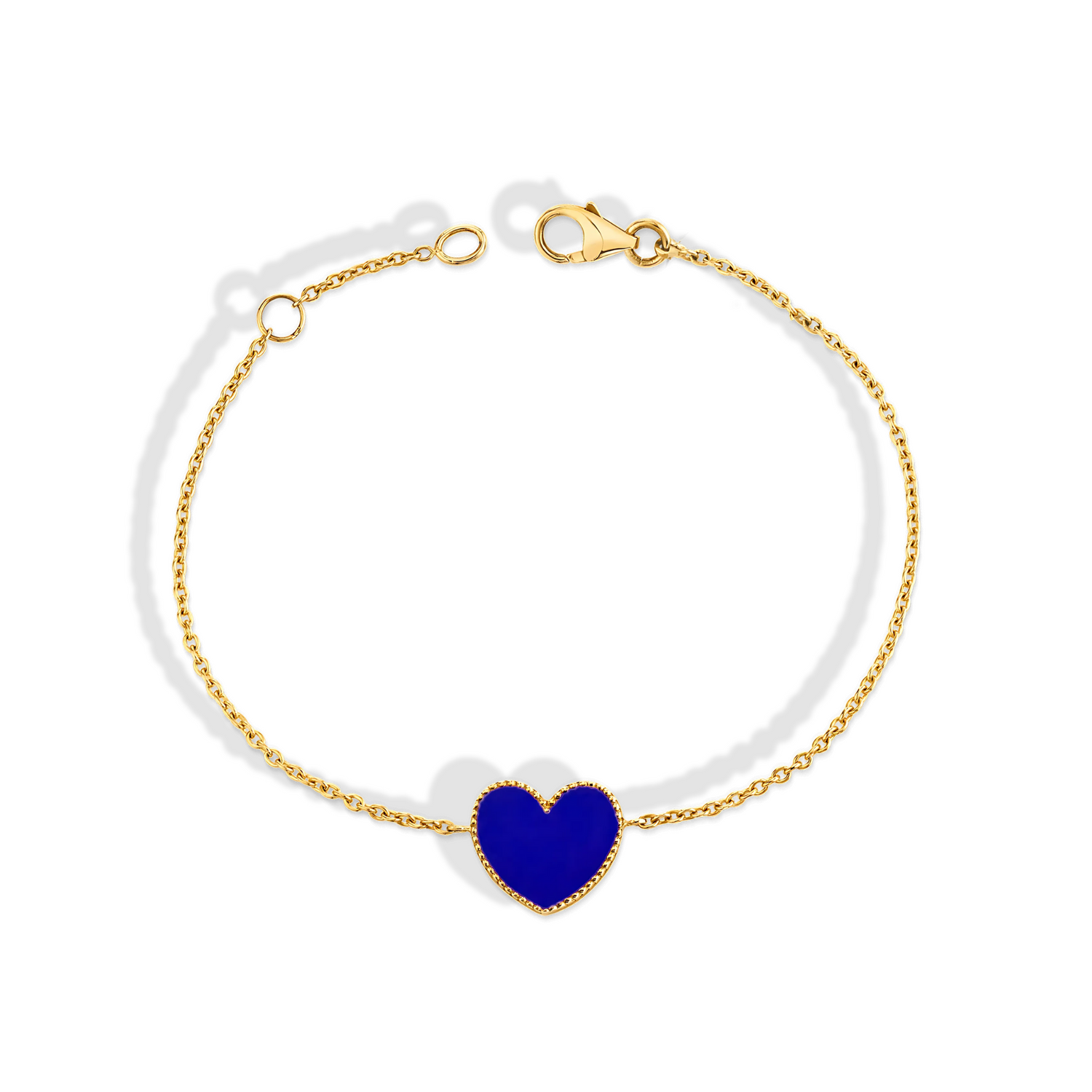 Gold Enamel Heart Charm Bracelet – 14K