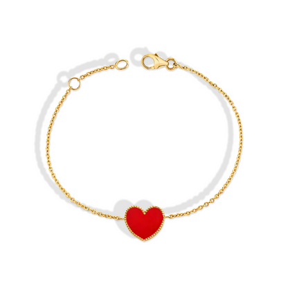Enamel Heart Bracelet 14K Gold