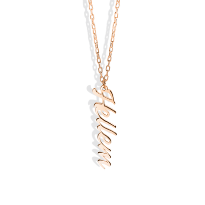 Essence Vertical Personalized Name Custom Necklace 14K Gold