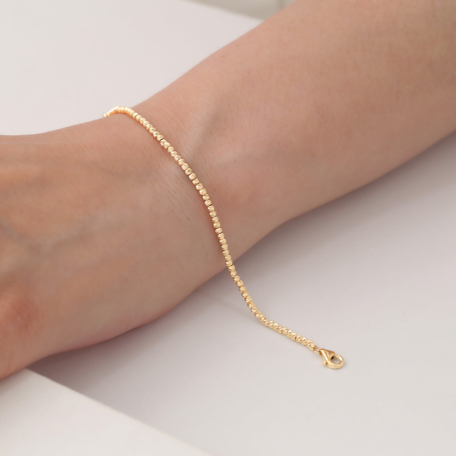 Eternity Beaded Chain Bracelet 14K Gold