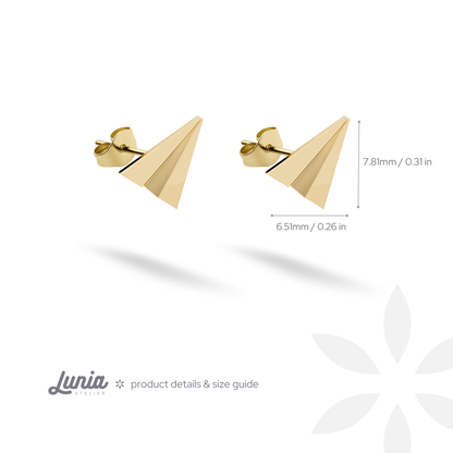 Paper Airplane Stud Earrings 14K Gold / Silver