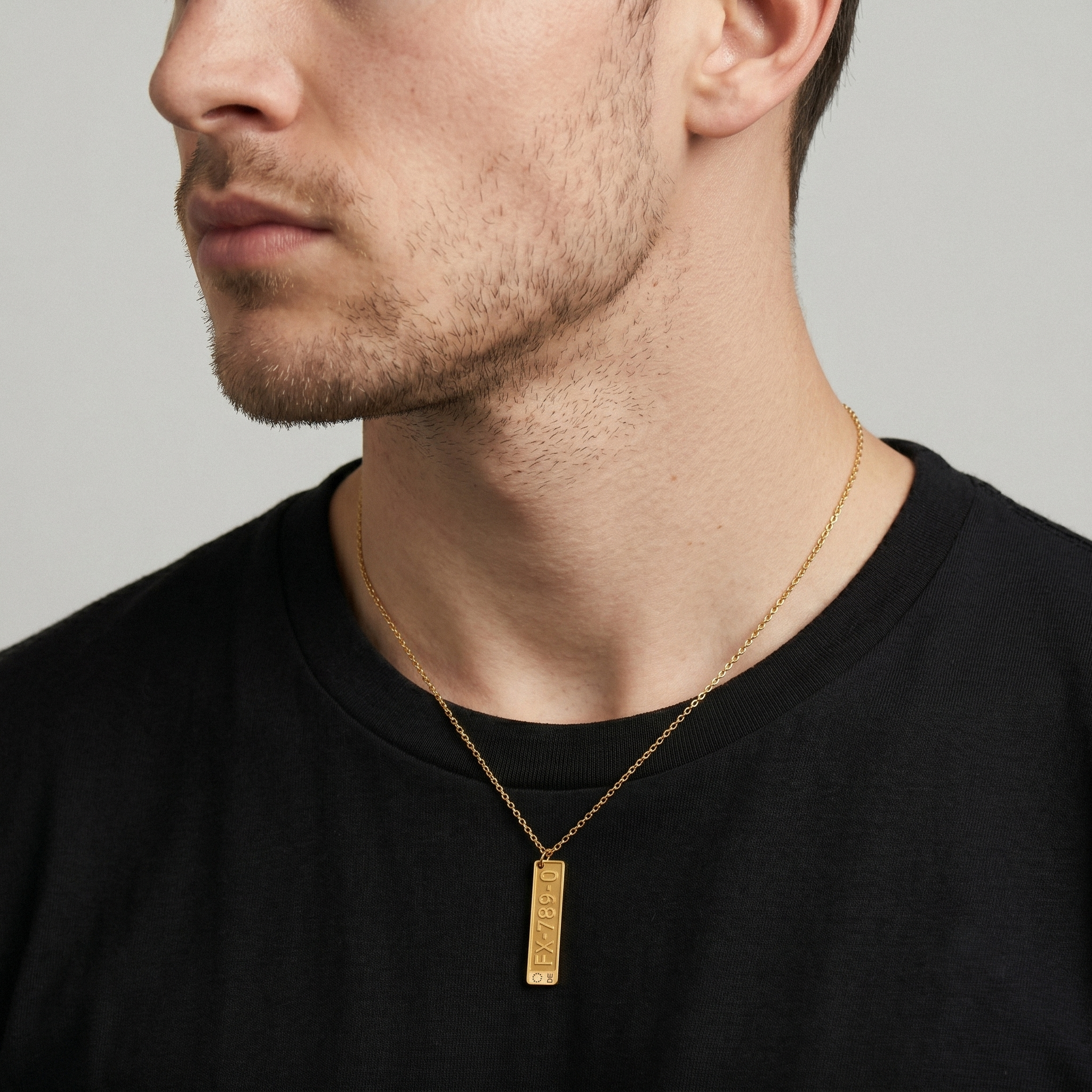 Personalized European Car License Plate Custom Necklace in 14K Gold or Silver. Hand Made with Germany, France, Italy, UK and more plate styles.