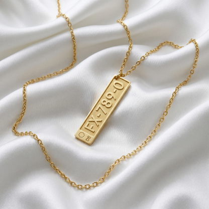 European Car License Plate Custom Necklace 14K Gold / Silver