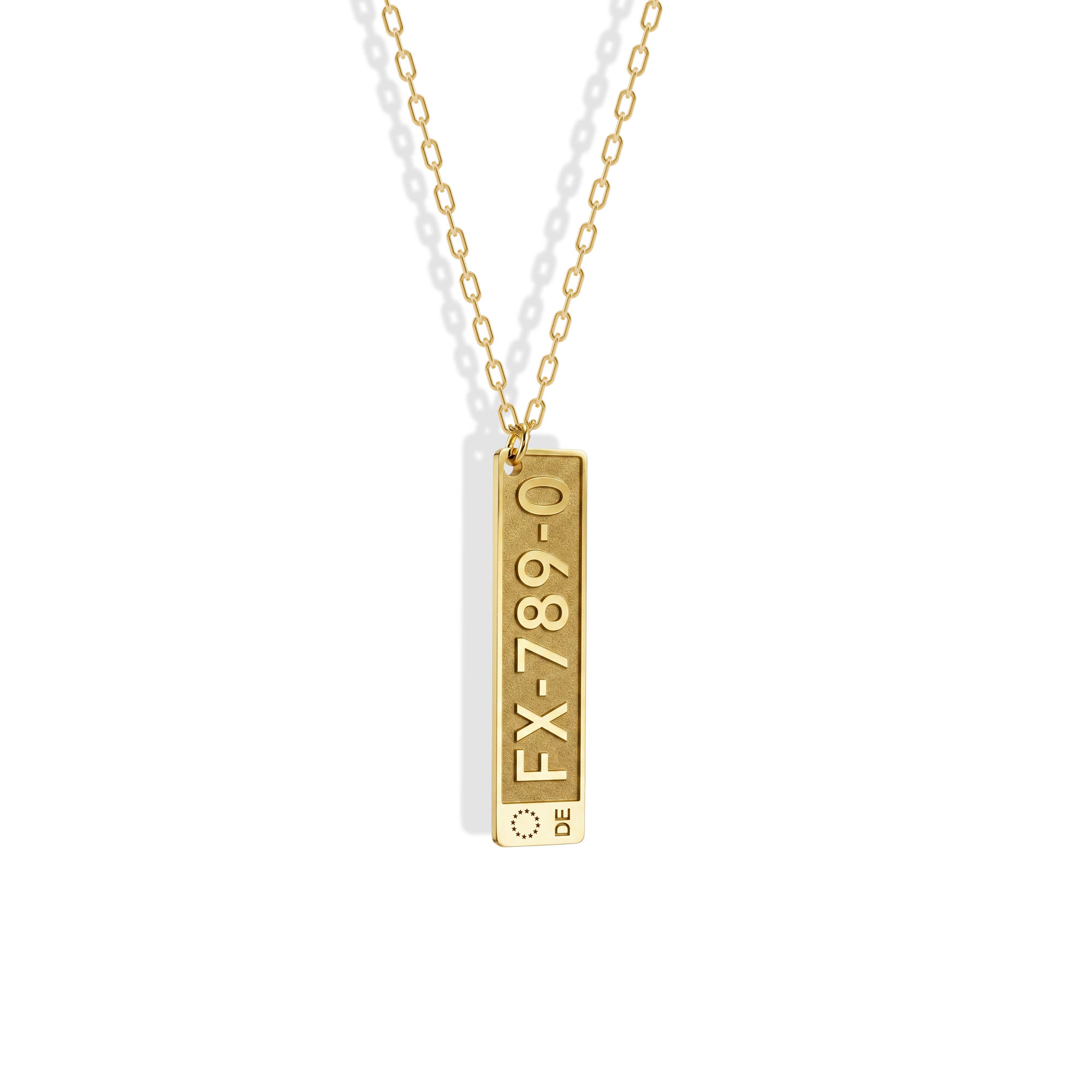 European Car License Plate Custom Necklace 14K Gold / Silver is a meaningful keepsake inspired by the iconic style of European license plates