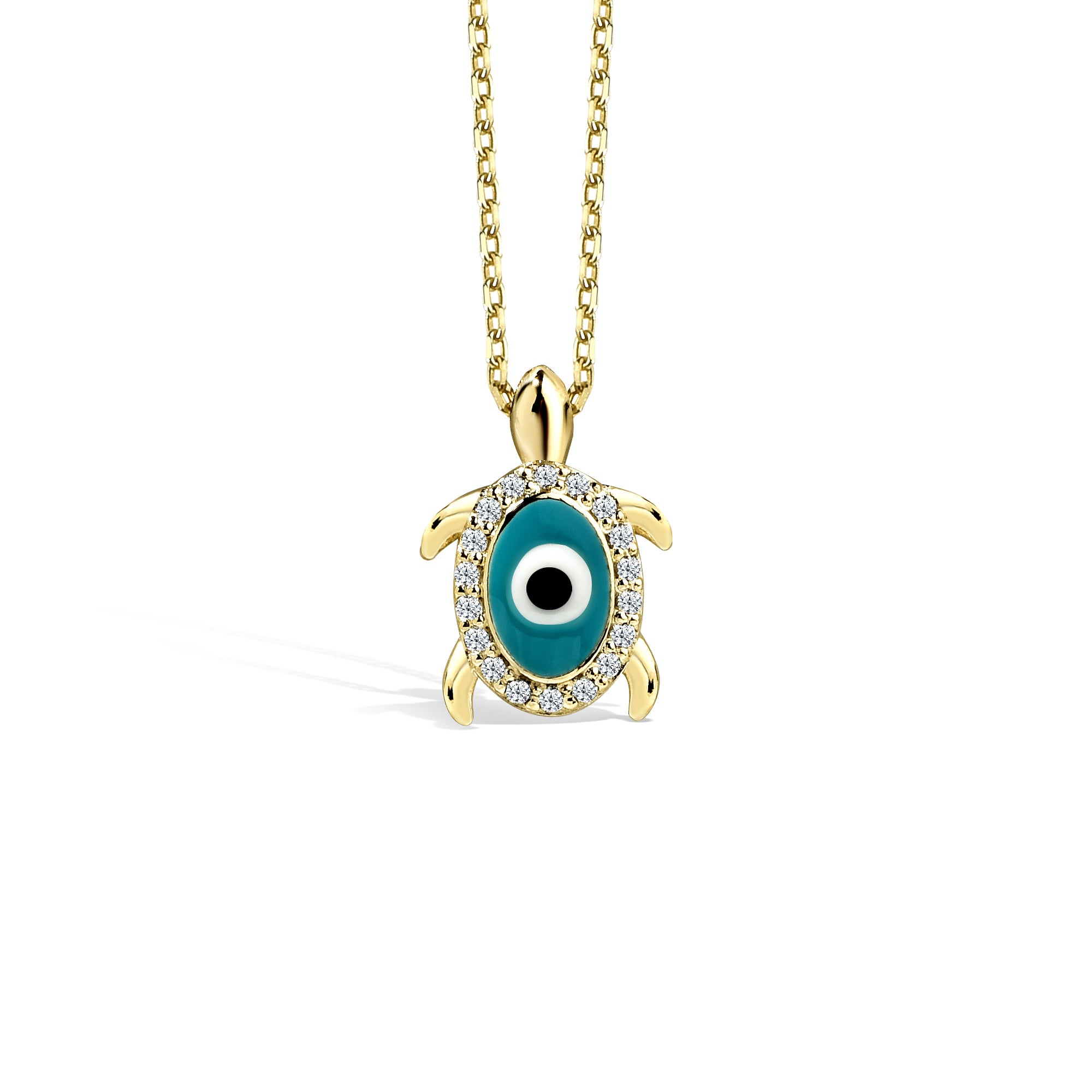 Evil Eye Bead Caretta Necklace 14K Gold		