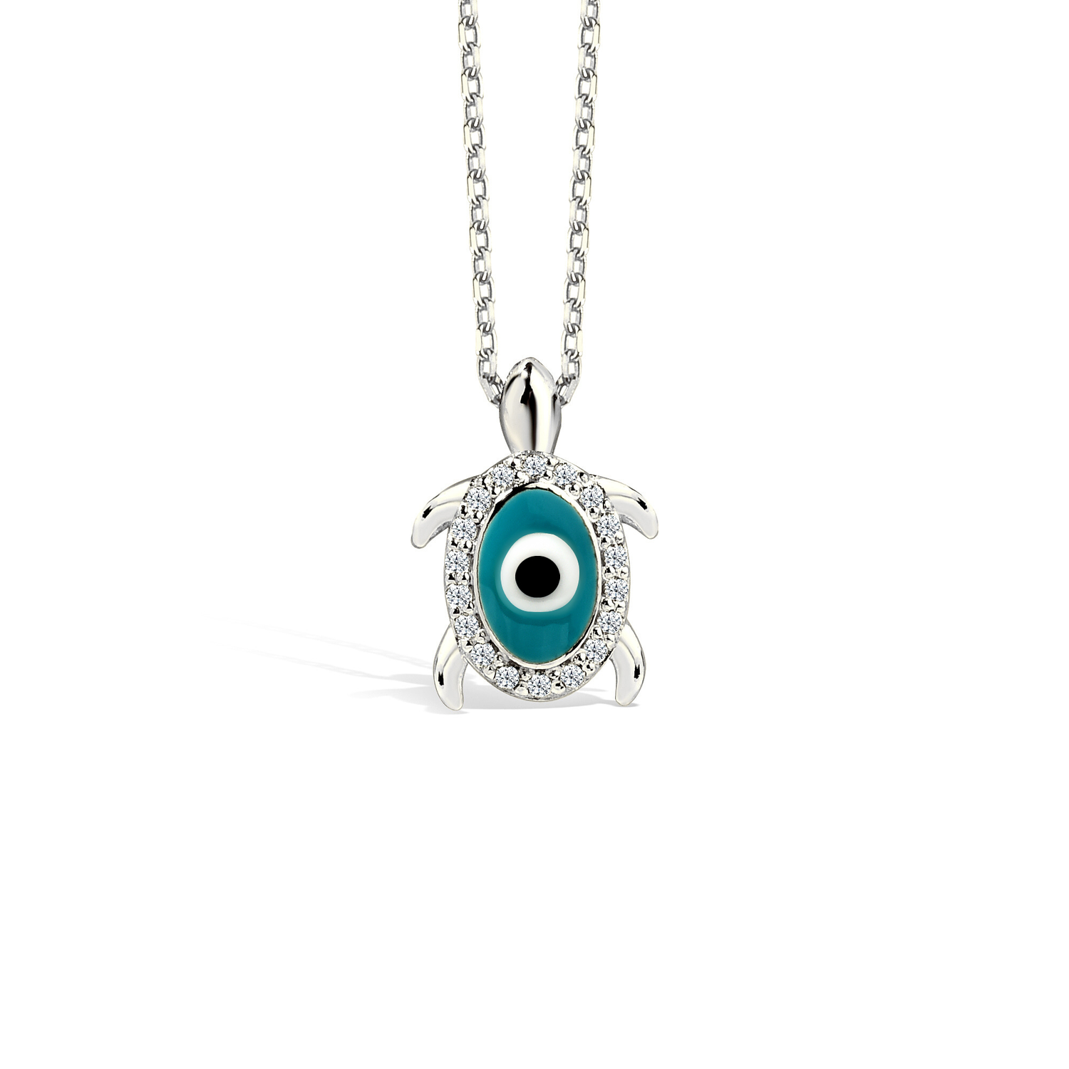 Evil Eye Bead Caretta Necklace 14K Gold