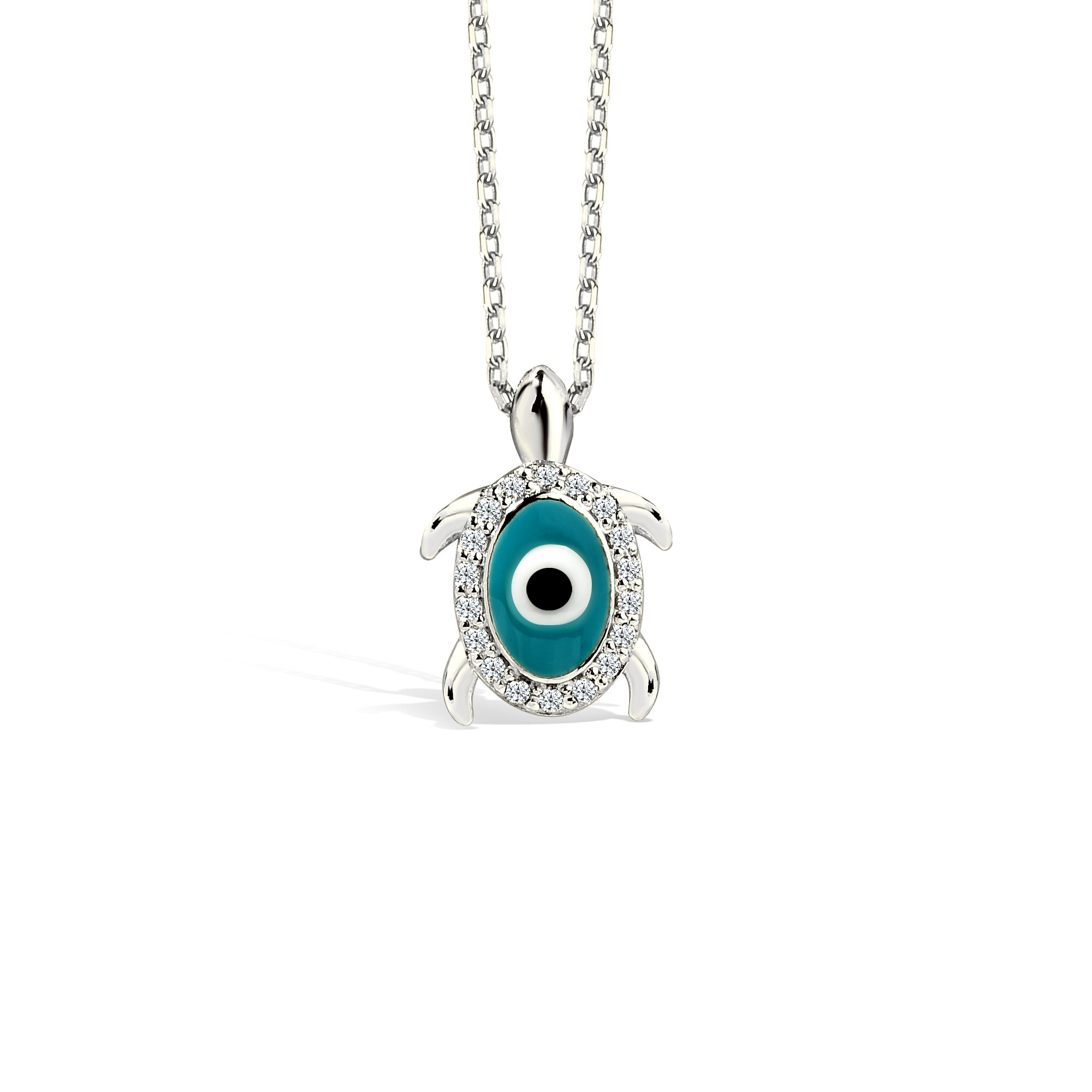 Evil Eye Bead Caretta Necklace 14K Gold