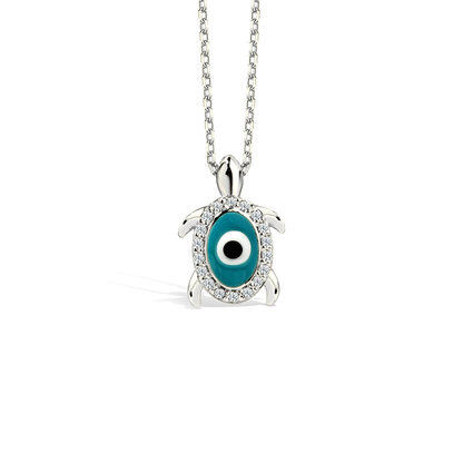 Evil Eye Bead Caretta Necklace 14K Gold
