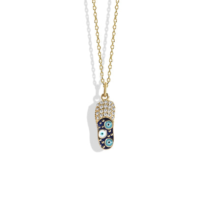 Eye Evil Eye Slippers Diamond Necklace 14K Gold