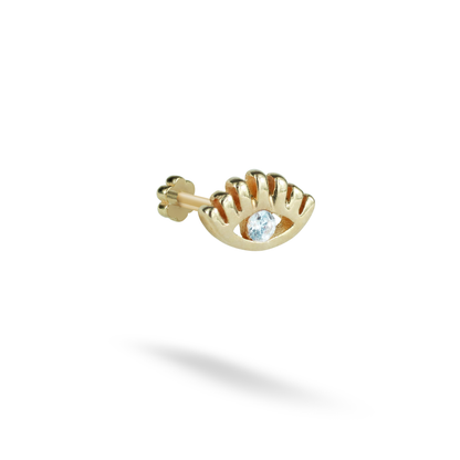 Eye Flatback Ear Piercing 14K Gold with CZ Stone