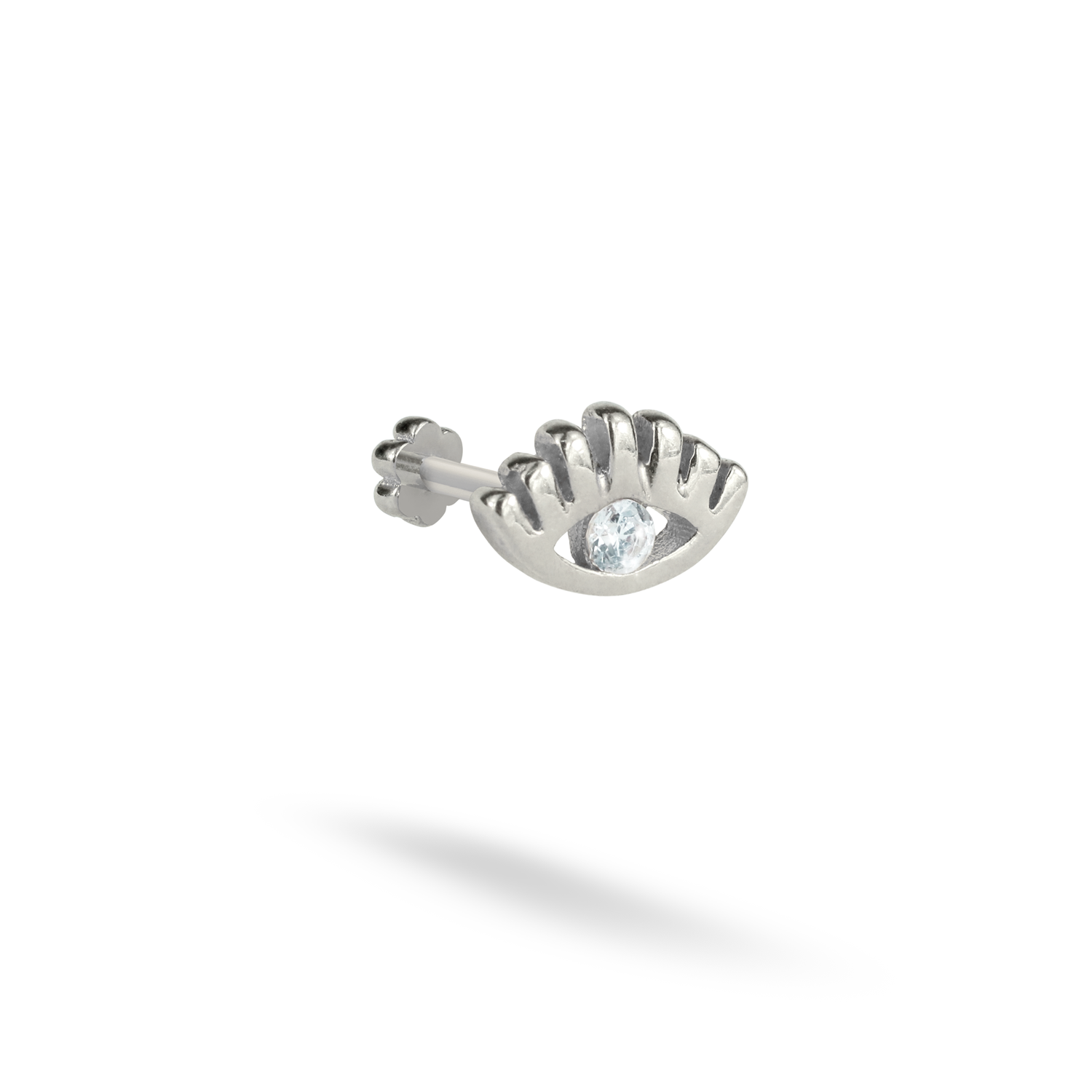 Eye Flatback Ear Piercing 14K Gold with CZ Stone