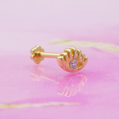 Eye Flatback Ear Piercing 14K Gold with CZ Stone
