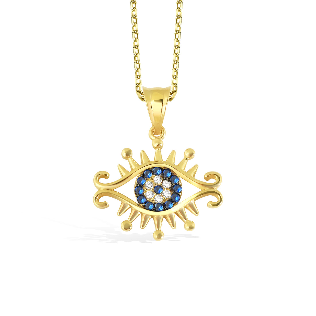 Eyelash Eye Diamond Necklace 14K Gold