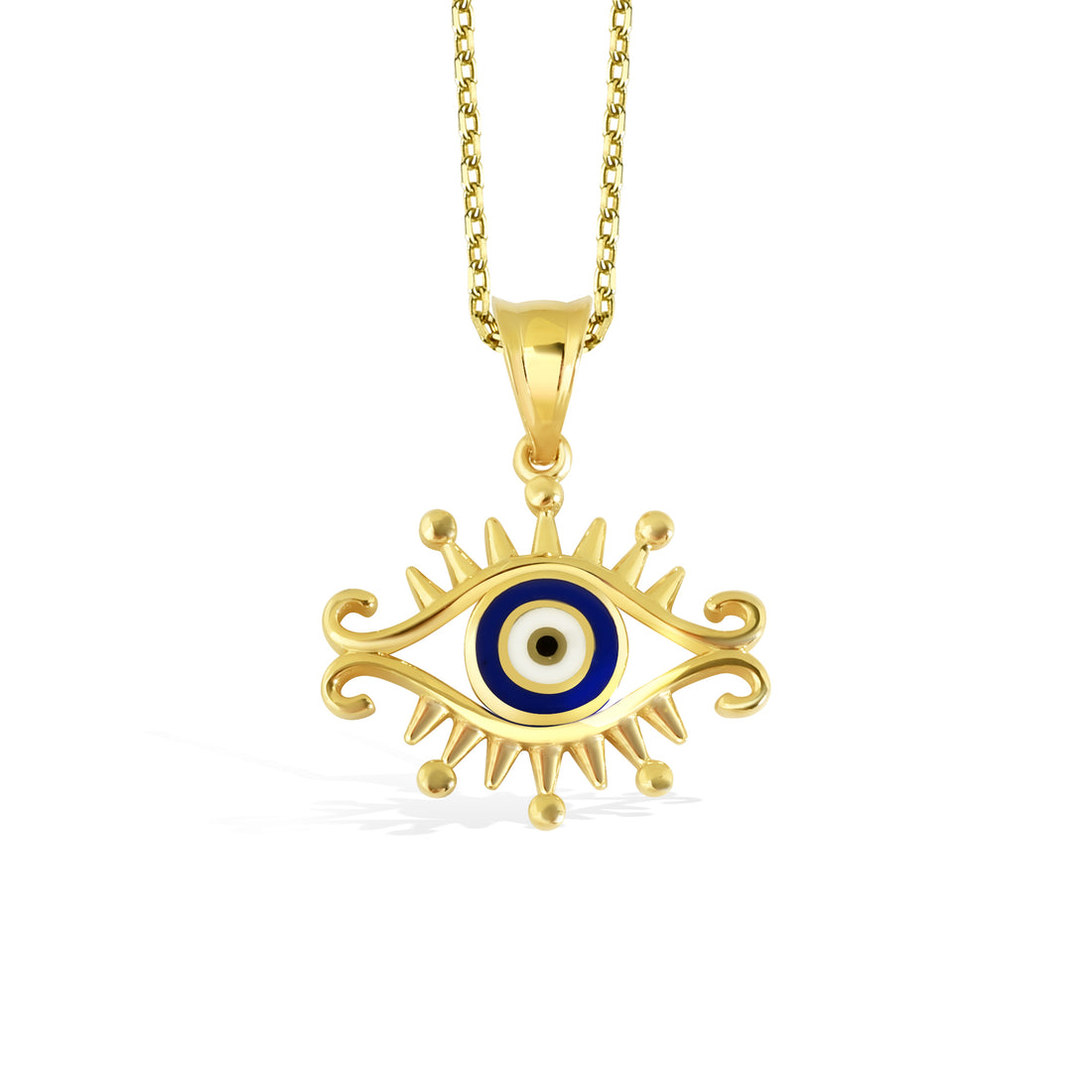 Eyelash Eye Necklace 14K Gold