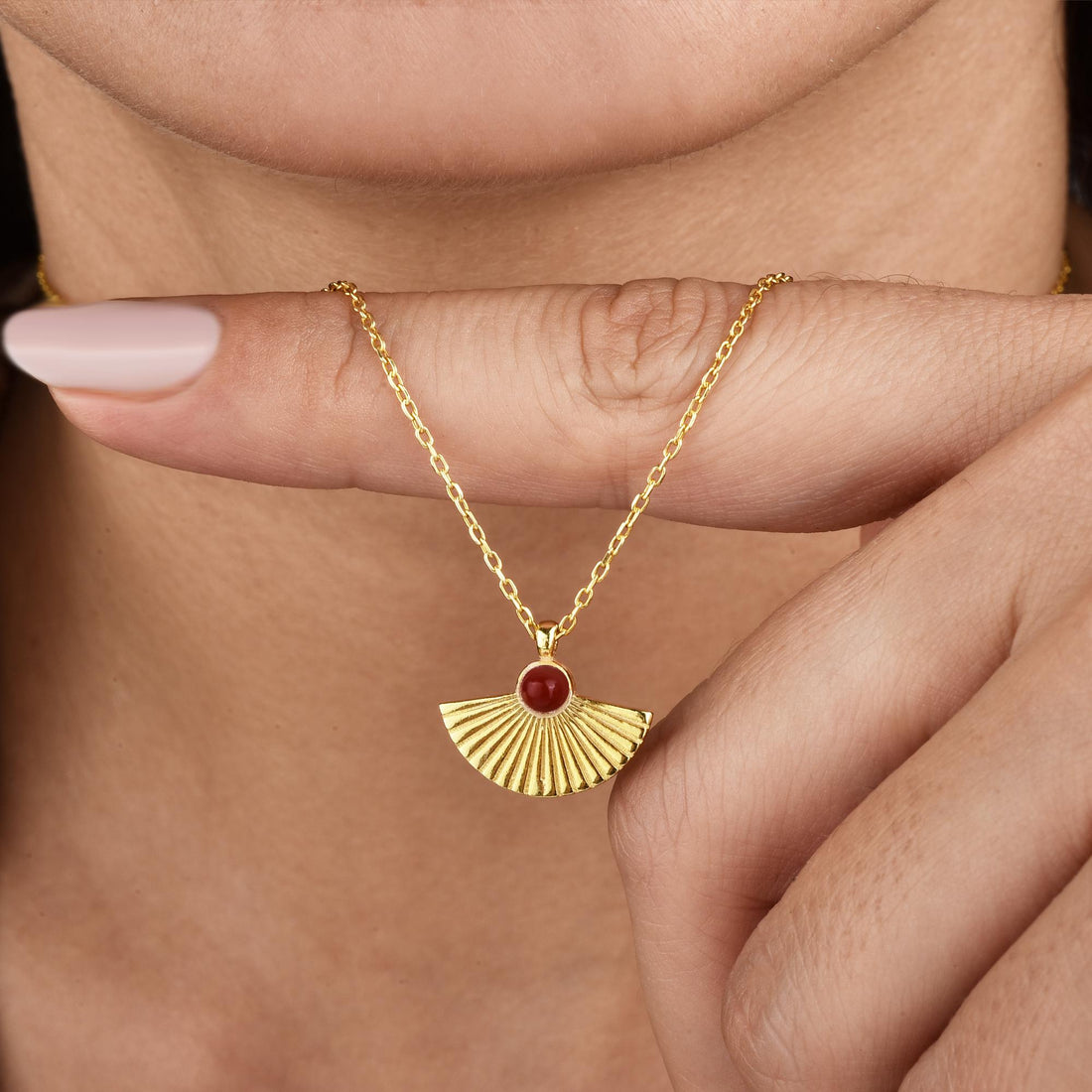 Fan Shape Necklace 14k Gold
