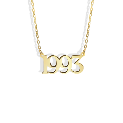 Favorite Year Custom Personalized Date Necklace 14K Gold
