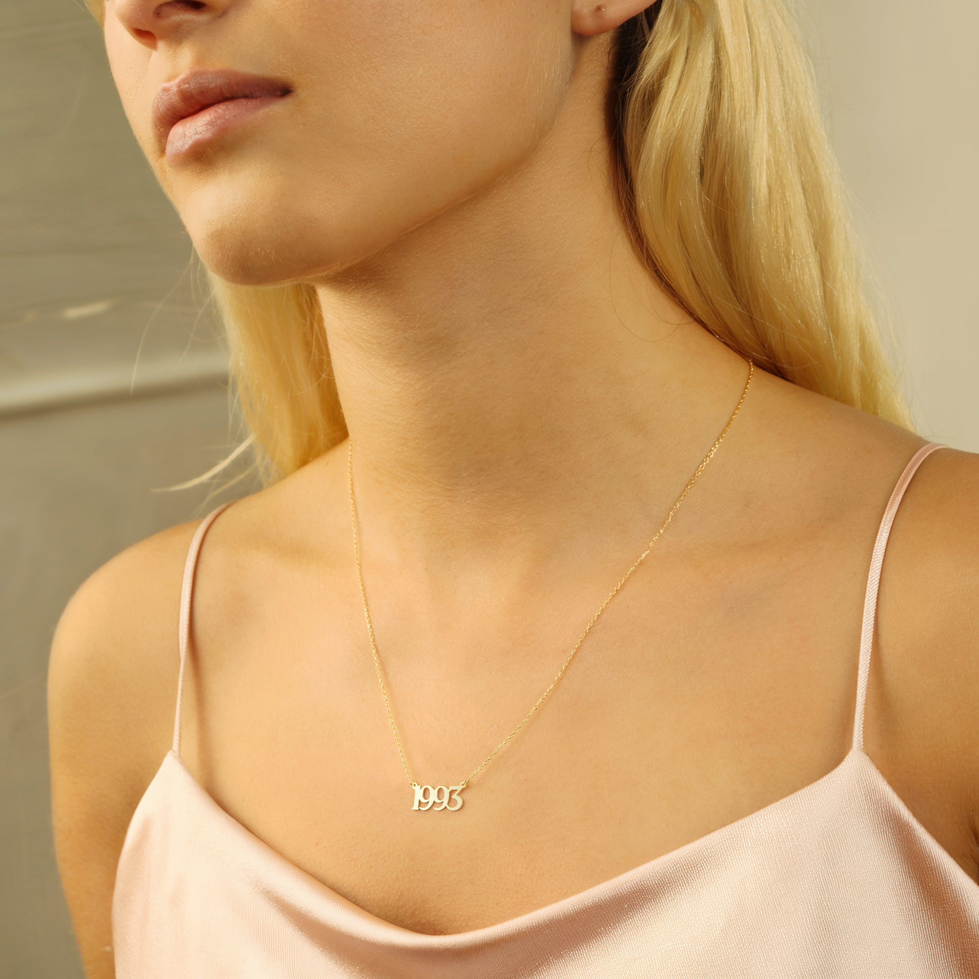 Favorite Year Custom Personalized Date Necklace 14K Gold