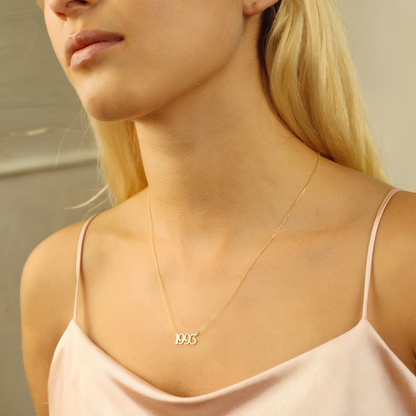 Favorite Year Custom Personalized Date Necklace 14K Gold