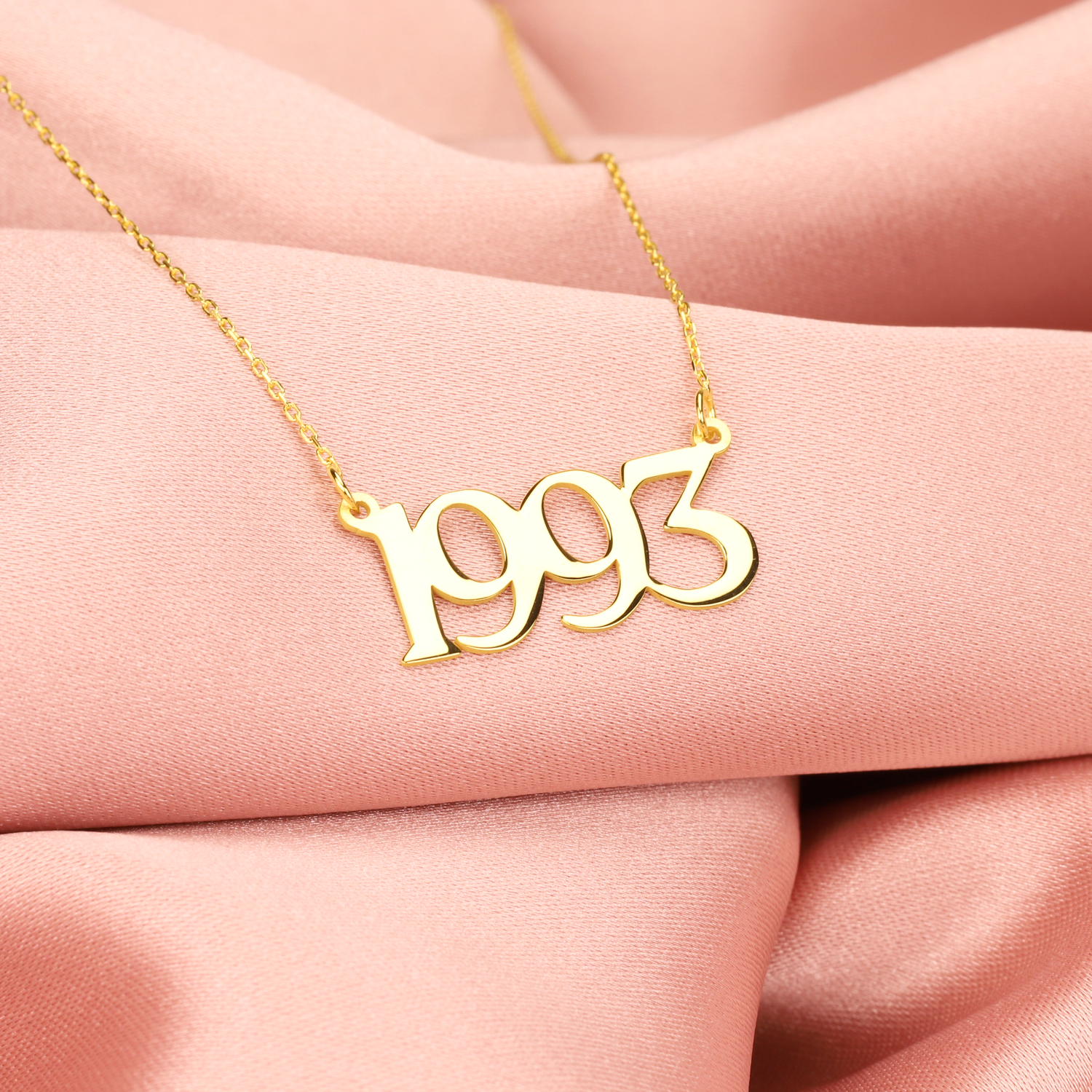 Custom Engraved 14K Gold Year Date Necklace