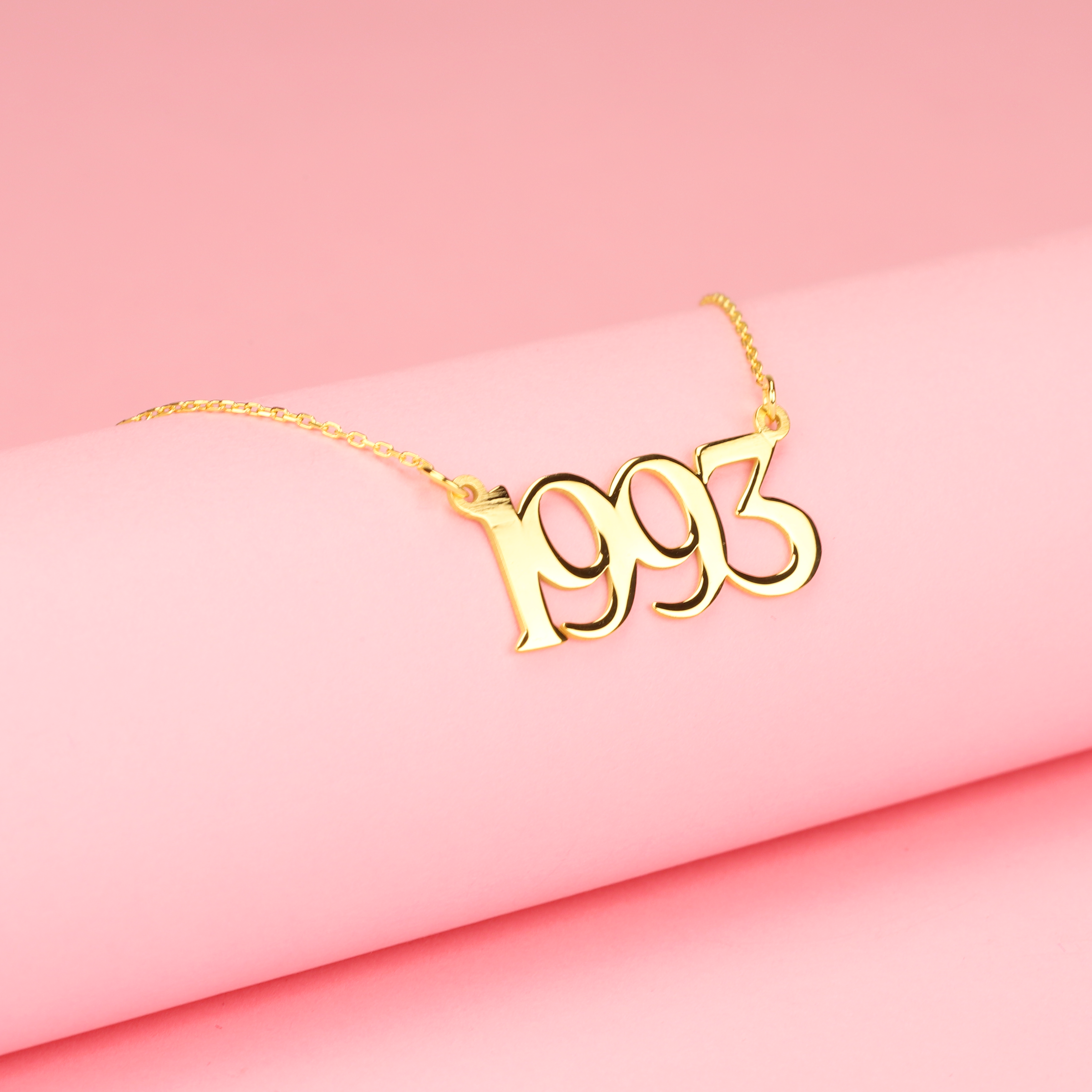 Favorite Year Custom Personalized Date Necklace 14K Gold