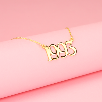 Favorite Year Custom Personalized Date Necklace 14K Gold