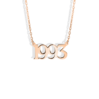 Favorite Year Custom Personalized Date Necklace 14K Gold