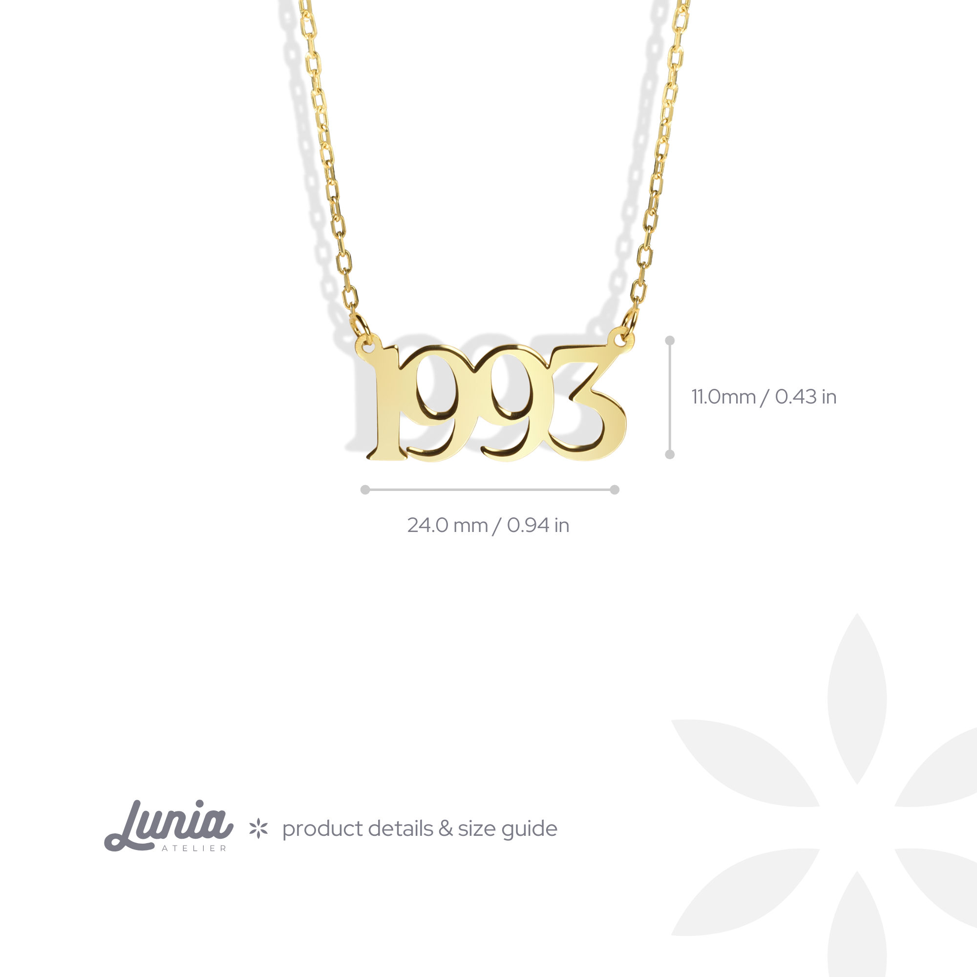 Favorite Year Custom Personalized Date Necklace 14K Gold