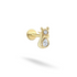 Feline Flatback Ear Piercing 14K Gold with CZ Stone