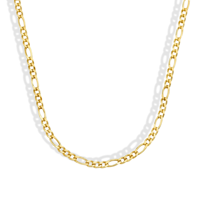 Figaro Chain 3 mm Necklace 14K Gold